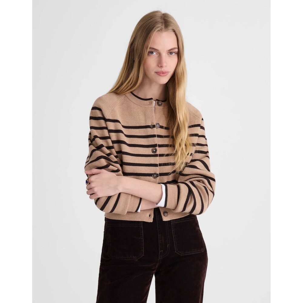 Madewell Cardigan Sweater Womens XXS Merino Wool Raglan Sleeve Stripe NY465 NWT